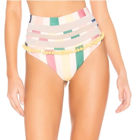 TULAROSA Thessy Rainbow Stripe High Waisted bikini bottom - Picture 1 of 9